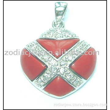 925 sterling silver pendant with red agate
